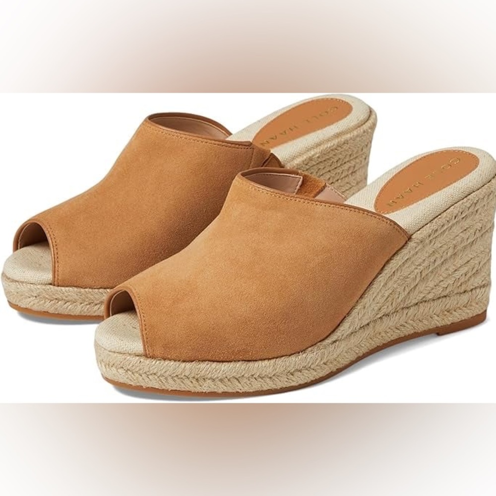 Cole Haan Pecan Suede Tan Women's Cloudfeel Southcrest Mule Heeled Sandal Size 9